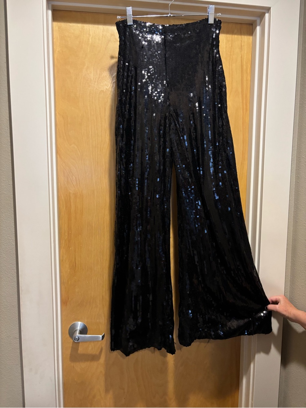 Ripley Rader Sequin Wide Leg Pants - Black, Size 2 (Small)
